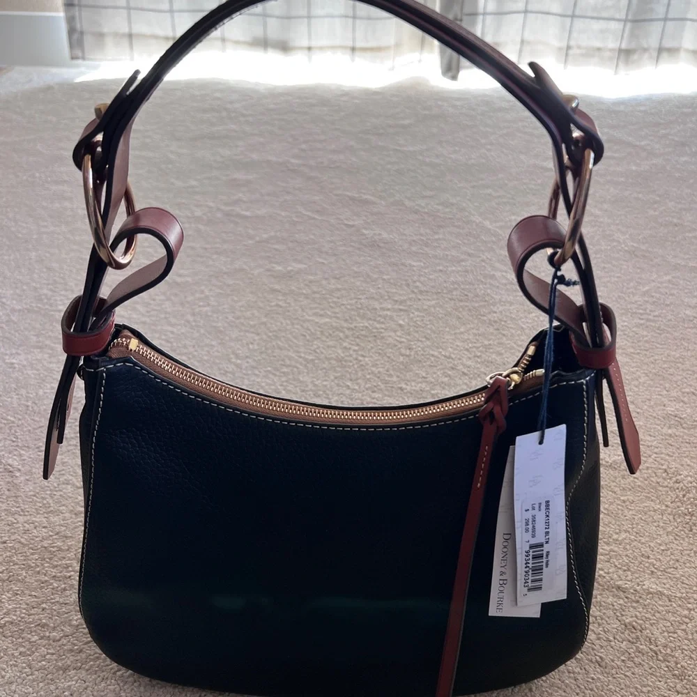 Dooney & Bourke Pebble Grain Riley Hobo Bag in Black — New with Tags - Picture 3 of 8